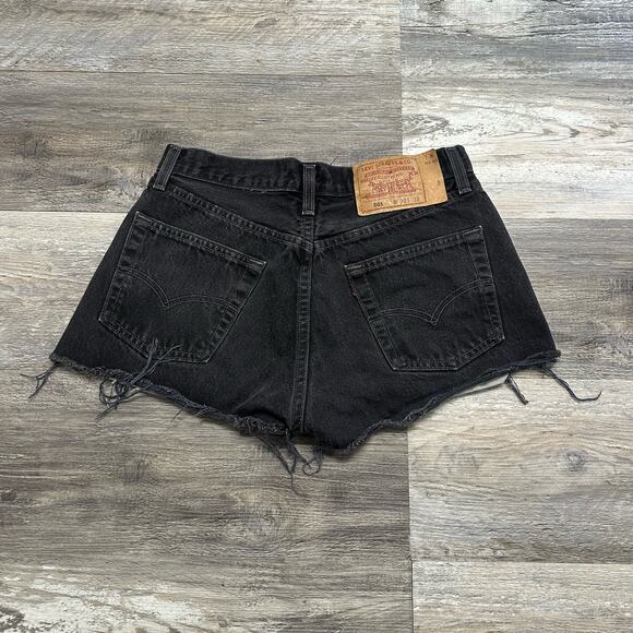 Vintage Levis Shorts Red Tab 501XX Womens 28 Button Up Distressed Denim USA Made - Picture 2 of 6